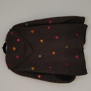 Las Americas 100% Wool Hand Knitted in Ecuador Hooded Button Cardigan Sweater